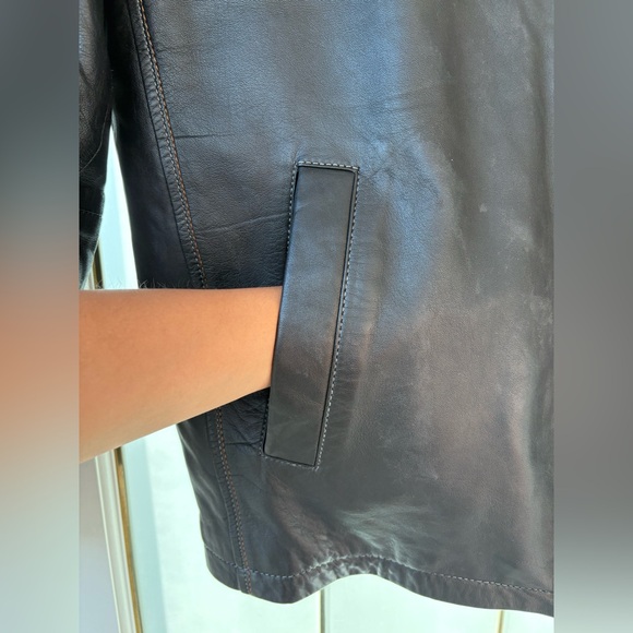 Vintage Ocean West Men's Black Leather Jacket - Picture 3 of 12